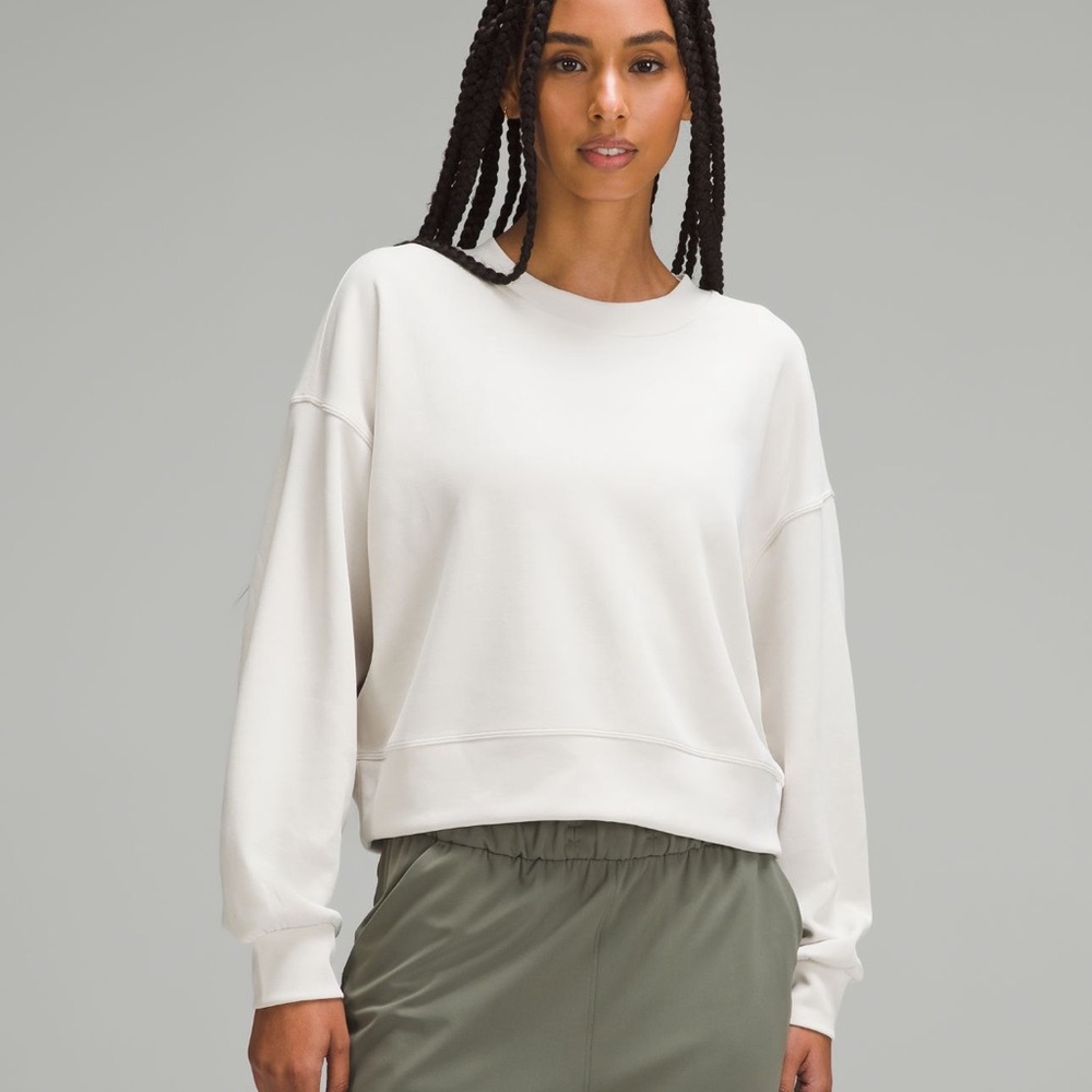 Lululemon Softstreme Perfectly Oversized Cropped Crew color White Opal
